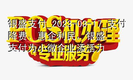 银盛支付_2023-03-17_支付降费、惠企利民，银盛支付为小微企业添活力